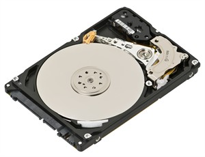 Exposed laptop hard drive for recovery work